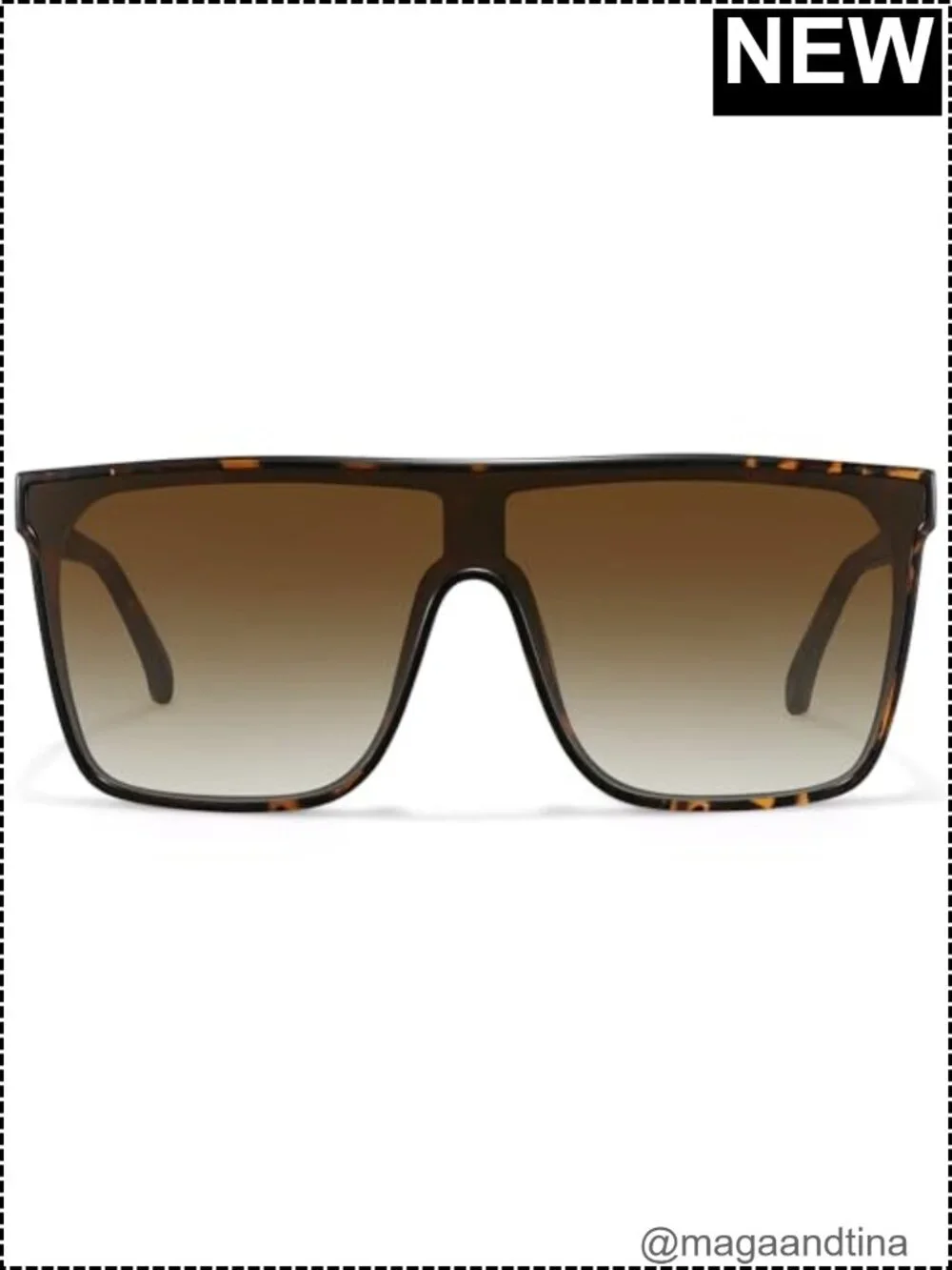 Oversized Square Sunglasses Retro Flat Top Shield UV Protection Women Men